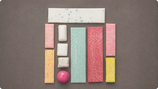Chewing gum sticks and mint pellets